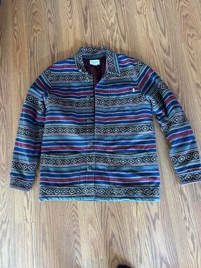 Obey Multicolor Striped Aztec Jacket - Teal, Blue, Burgundy